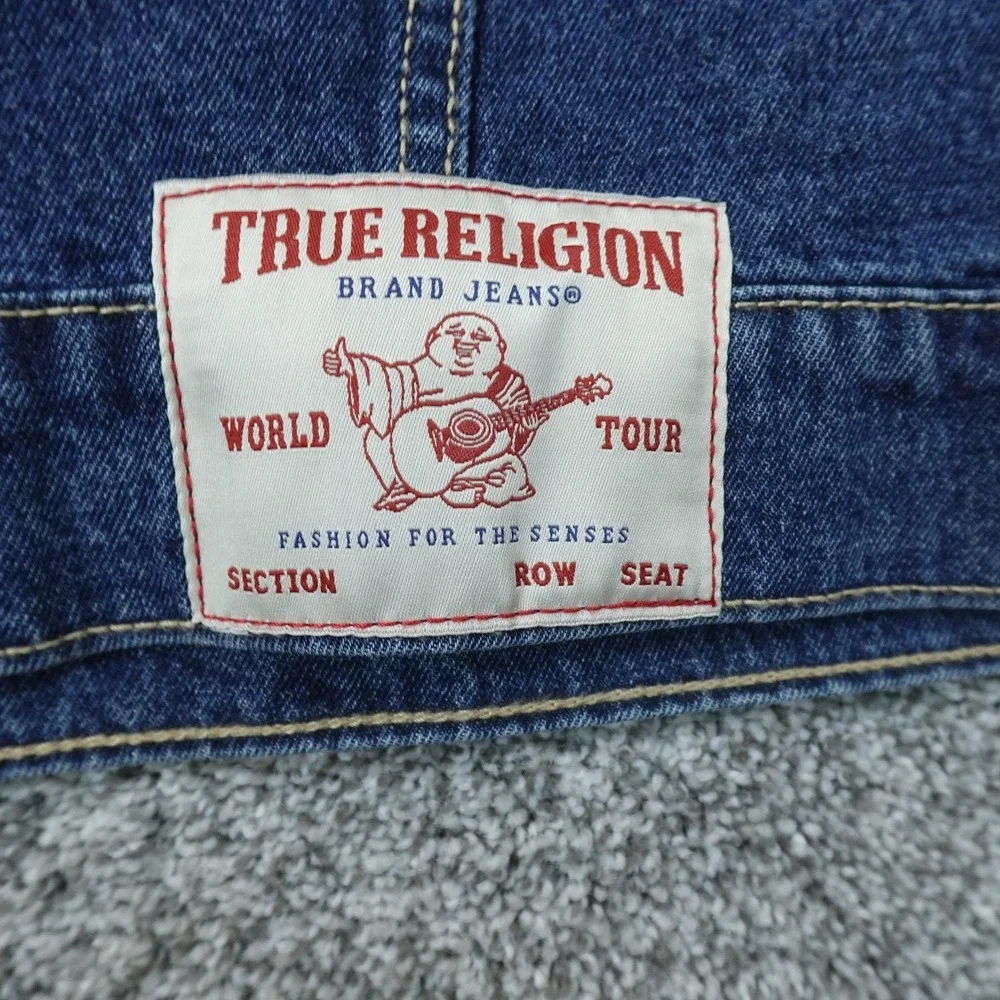 NEW True Religion Jacket Mens M Blue Denim Jean Coat Type 3 Trucker Horseshoe